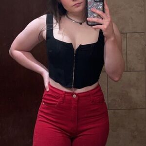 Windsor Black Sleeveless Bustier Tank Top